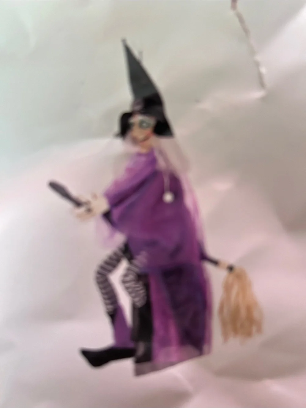 Halloween Decor Purple Witch with Cape and Hat